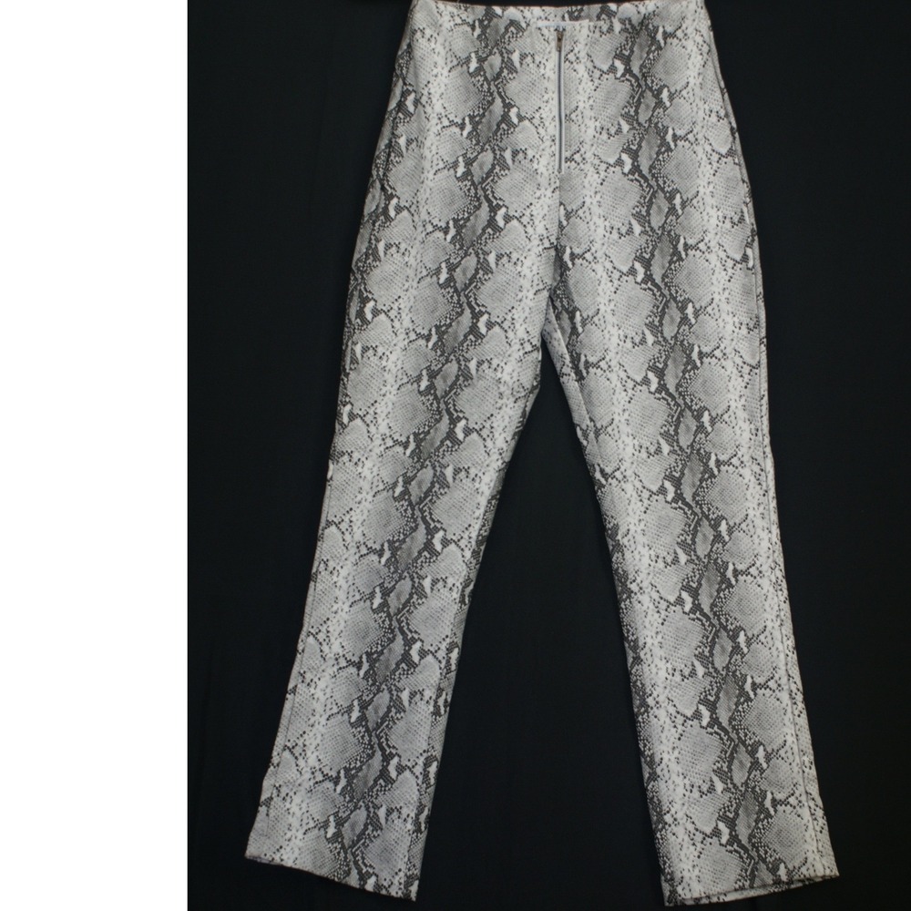 Wild Honey Snakeskin Print Faux Leather Pants Grey White Small High Waist Edgy